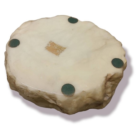 Vintage Genuine Italian Alabaster Heavy Ashtray Hand Carved 7x6 - Picture 4 of 5